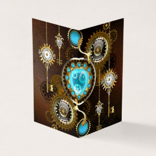 Steampunk Rusty Hintergrund mit türkisfarbenen Lin Visitenkarten