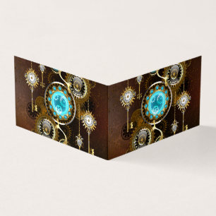 Steampunk Rusty Hintergrund mit türkisfarbenen Lin Visitenkarten