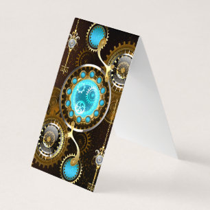 Steampunk Rusty Hintergrund mit türkisfarbenen Lin Visitenkarten