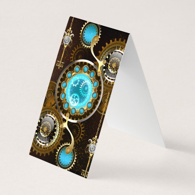 Steampunk Rusty Hintergrund mit türkisfarbenen Lin Visitenkarten (Rückseite)