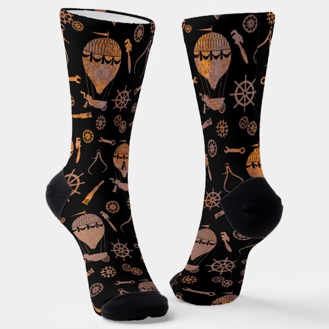 Steampunk Rusty Steel Balloons Subtil Mit Monogram Socken (Gewinkelt)