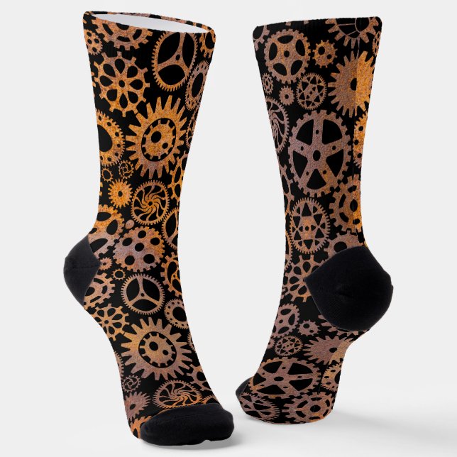 Steampunk Rusty Steel Gears Socks Socken (Gewinkelt)