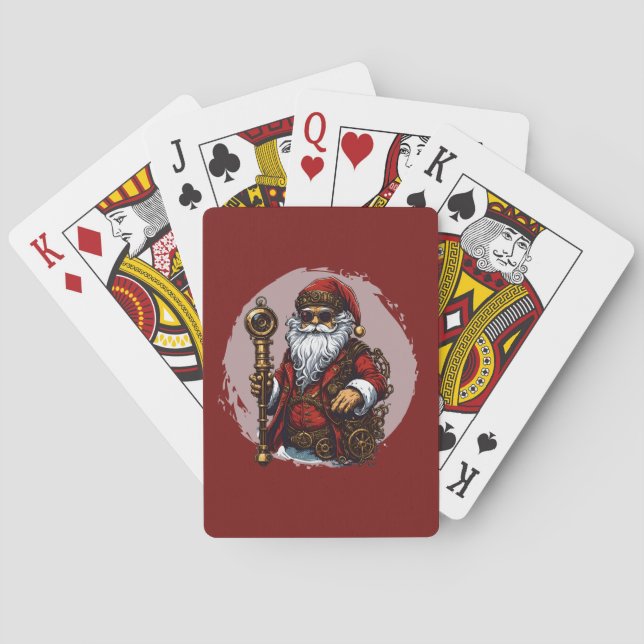 Steampunk Santa Claus Vintag Retro Style Spielkarten (Rückseite)