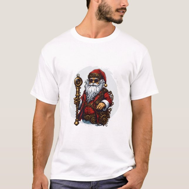 Steampunk Santa Claus Vintag Retro Style T-Shirt (Vorderseite)