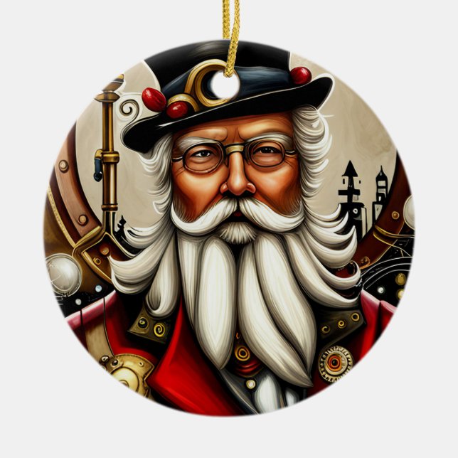Steampunk Santa Keramik Ornament (Vorne)