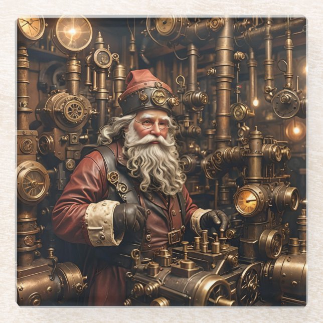 Steampunk Santa Untersetzer (Vorderseite)