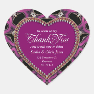 Steampunk Sassy Pink Merci Love Coeur Stickers