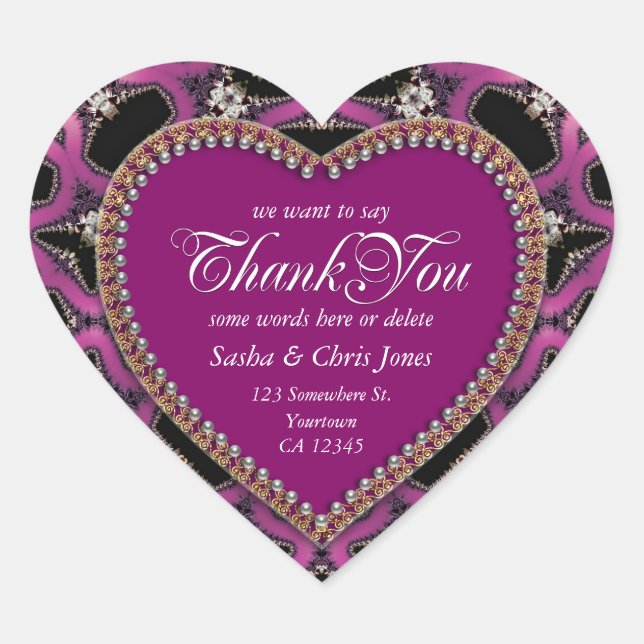 Steampunk Sassy Pink Merci Love Coeur Stickers (Devant)