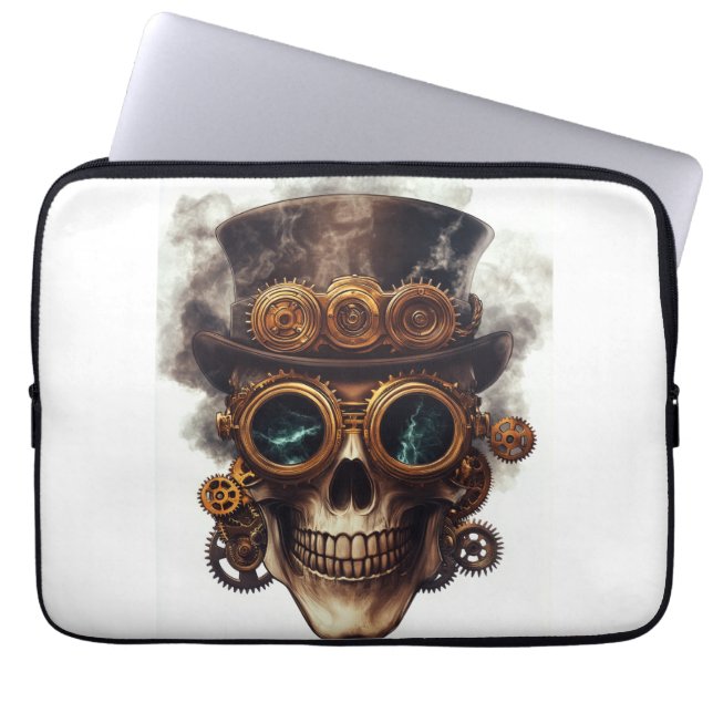 Steampunk-Schädelmotor Laptopschutzhülle (Vorderseite)