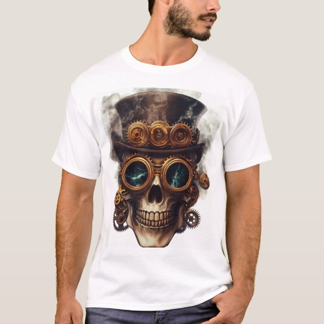 Steampunk-Schädelmotor T-Shirt (Vorderseite)
