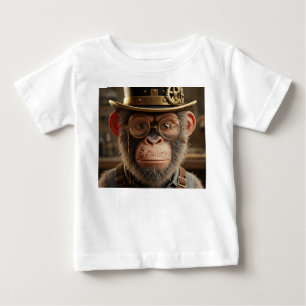 Steampunk-Schimpansenporträt in Zylinder und Gold Baby T-shirt