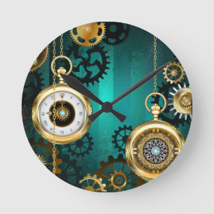 Steampunk-Schmuck Uhr auf grünem Hintergrund