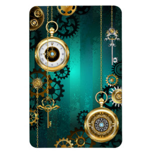 Steampunk-Schmuckschau auf grünem Hintergrund Magnet
