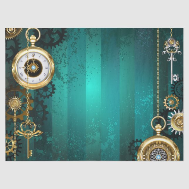 Steampunk-Schmuckschau auf grünem Hintergrund Seidenpapier (Vorderseite)