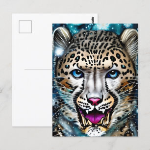 Steampunk Schneeleopard    Postkarte