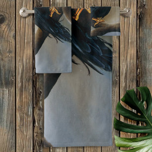 Steampunk Schwarzer Rabe Aufziehschlüssel Mechanis Badhandtuch Set