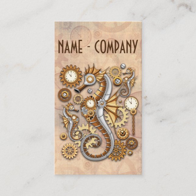 Steampunk Seahorse Vintage Surreal Art  Visitenkarte (Vorderseite)