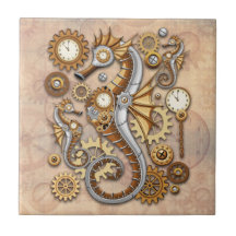 Steampunk Seepferd Vintag Surreal Art
