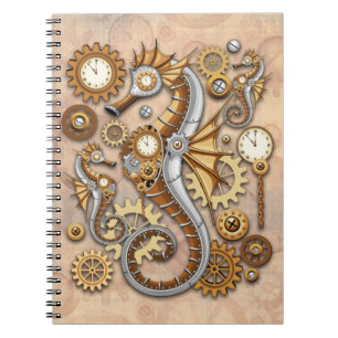 Steampunk Seepferd Vintag Surreal Art Notizblock