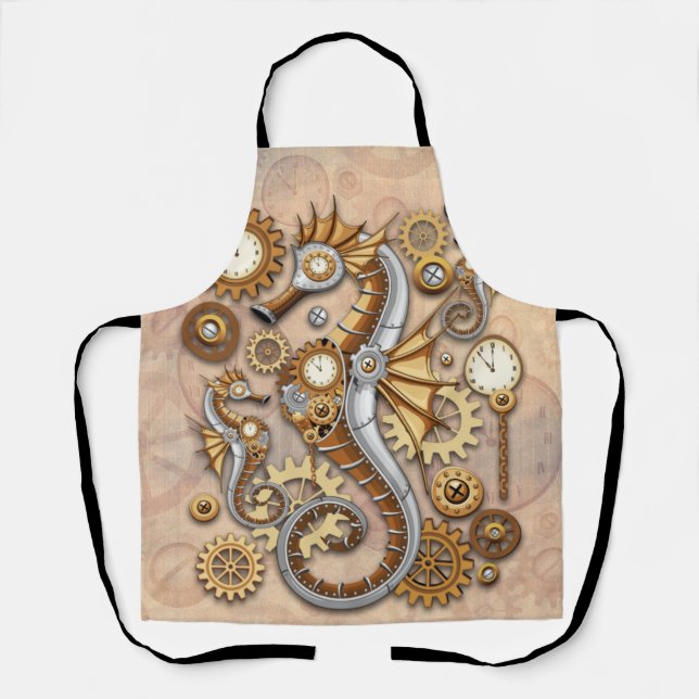 Steampunk Seepferd Vintag Surreal Art Schürze (Vorderseite)