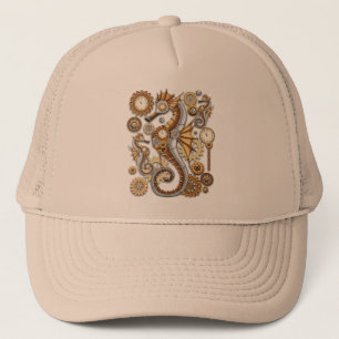 Steampunk-Seepferdchen Vintage Surreal Art Truckerkappe
