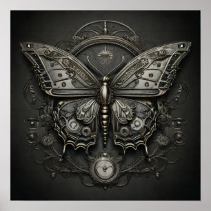 Steampunk Serenity - Schmetterling Digitale Kunst Poster