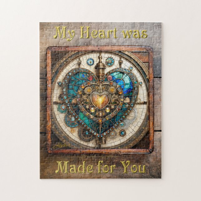 Steampunk-Serie Golden Stained Glass Heart (Vertikal)