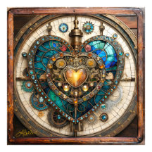 Steampunk-Serie Golden Stained Glass Heart