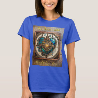 Steampunk-Serie Golden Stained Glass Heart T-Shirt