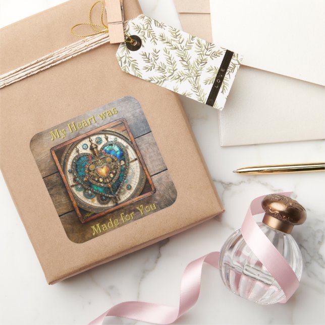 Steampunk-Serie Quadratischer Aufkleber (Schenken)