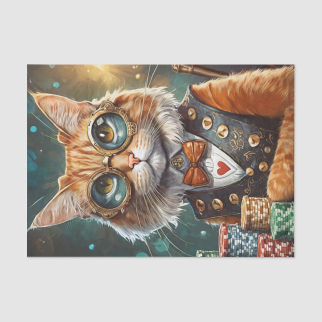Steampunk Seymour, Cat Deals Poker Seidenpapier (Vorderseite)