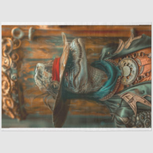 Steampunk Sheriff Alligator Decoupage Seidenpapier