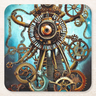 Steampunk Ship Wheel Eye Rechteckiger Pappuntersetzer