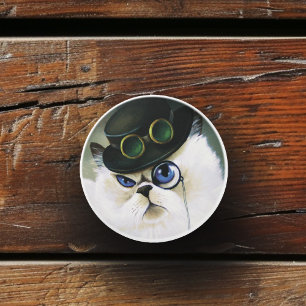Steampunk Siamese Persian Cat Keramikknauf