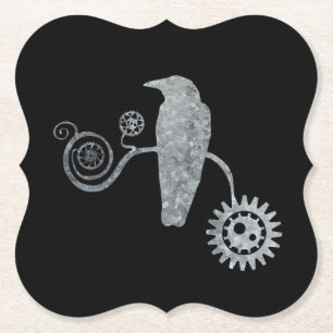 Steampunk-Silber-Zink-Perchenzange und Zahnräder Untersetzer