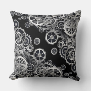 Steampunk Silver Gears 2 Kissen