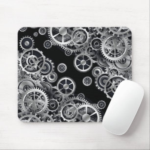 Steampunk Silver Gears Mouse Pad Mousepad