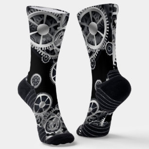Steampunk Silver Gears Socken