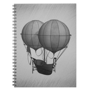 Steampunk Silver Hot Air Ballons mit Schiff Notizblock