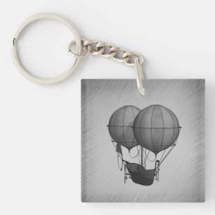 Steampunk Silver Hot Air Balloons with Ship