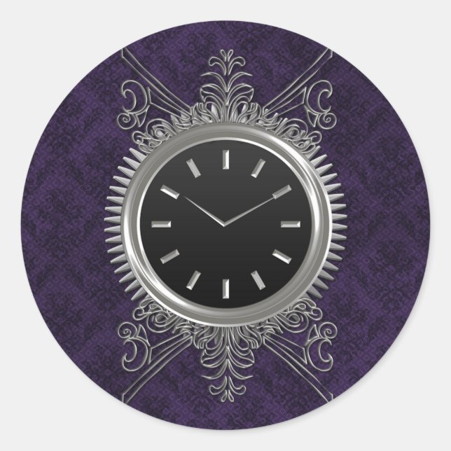 Steampunk Silver Metal Clock Runder Aufkleber (Vorderseite)