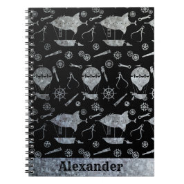 Steampunk Silver Zinc Airships Theme Individuelle Notizblock