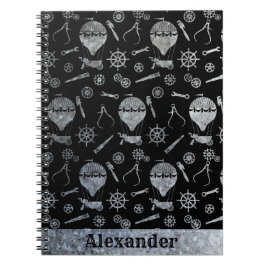 Steampunk Silver Zinc Ballooning Theme Individuell Notizblock