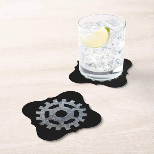 Steampunk Silver Zinc Gear VII Untersetzer (Vor Ort)