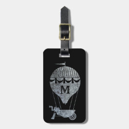 Steampunk Silver Zinc Heißluftballon Monogram Gepäckanhänger