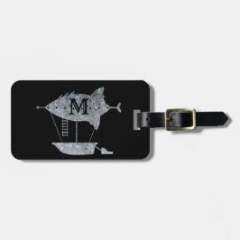 Steampunk Silver Zink Luftschiff Custom Monogram Gepäckanhänger
