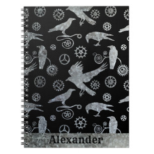 Steampunk-Silver-Zink-Zahnräder und -Individuelle Notizblock