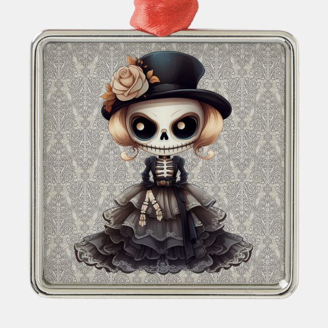 Steampunk Skeleton Ornament Aus Metall (Vorne)