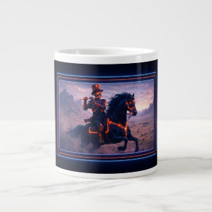 Steampunk-Skelett reitet auf einem Hengst und spie Jumbo-Tasse