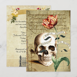 Steampunk Skull Bloral Halloween 4,5" x 6,25" Einladung